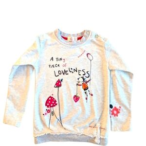 Kids Tales Graphic Long Sleeve Shirt Gray And Pink Cotton Size 6-7